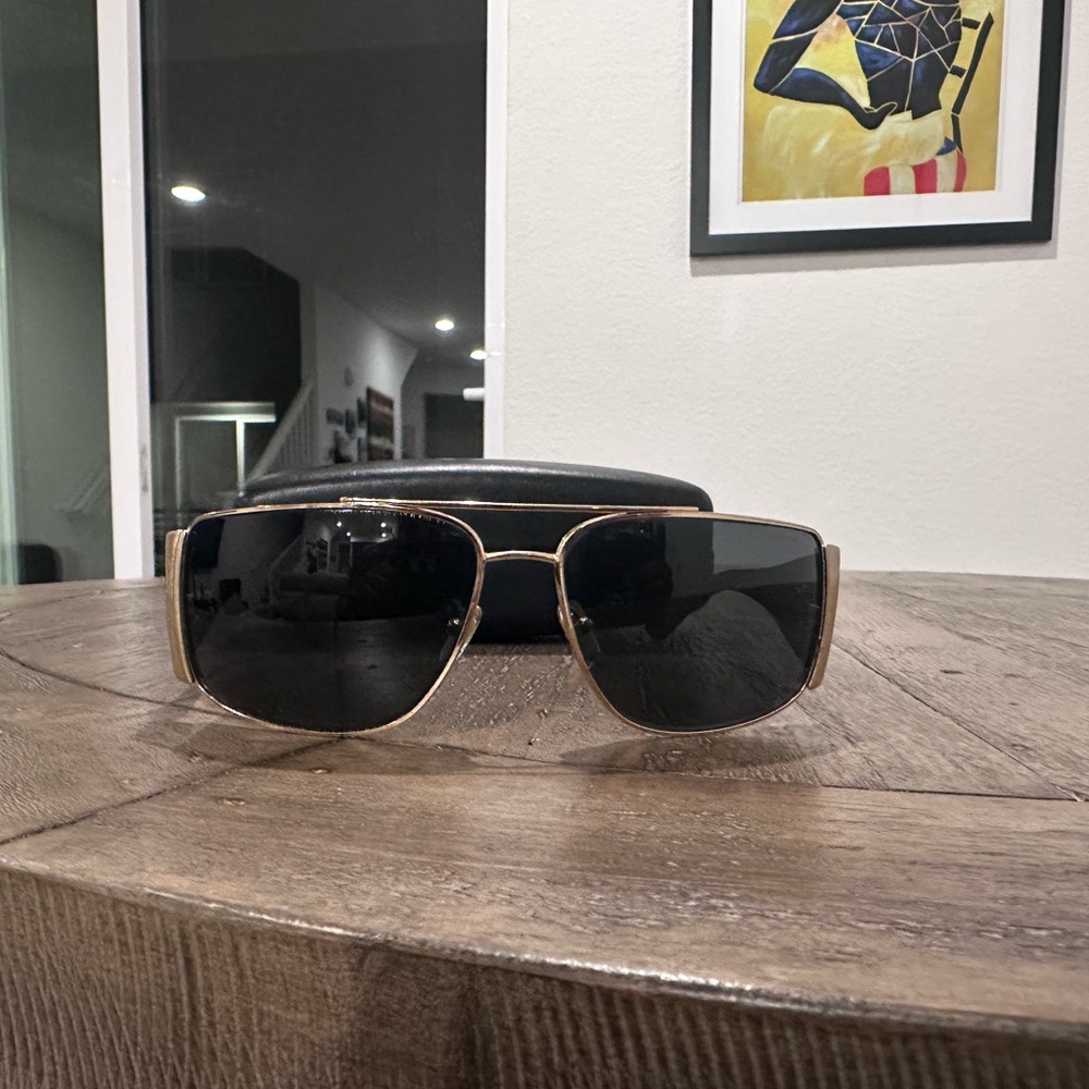 Authentic Versace Black and Gold Sunglasses